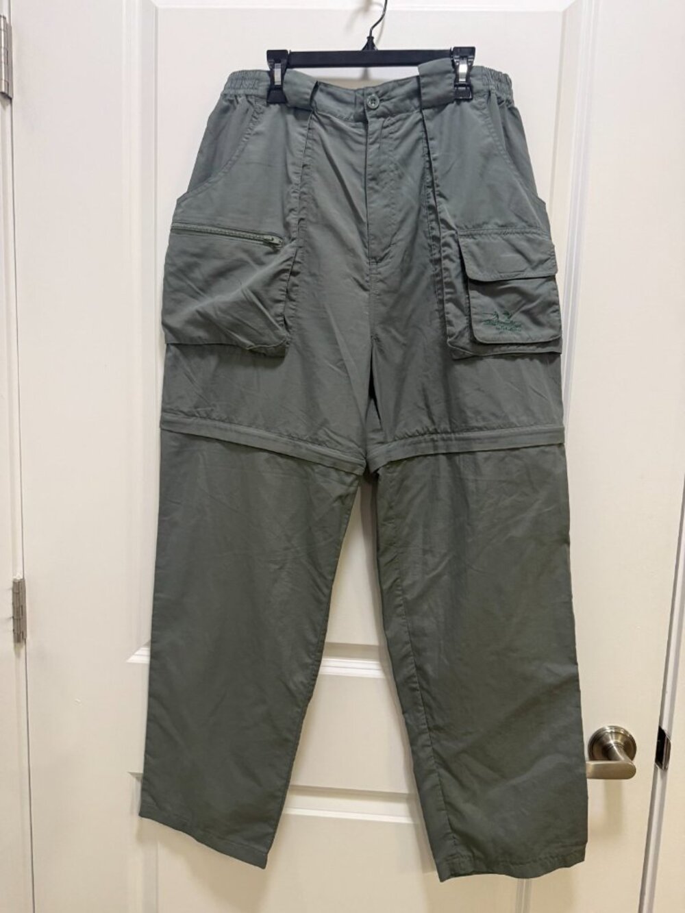 Cabelas Men's Olive Nylon Convertible Outdoor Pants Sz M